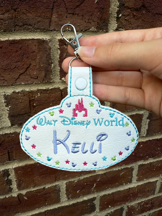 Embroidered WDW Name Tag Keychain/Bag Tag