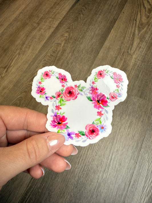 Floral Mouse Head Sticker