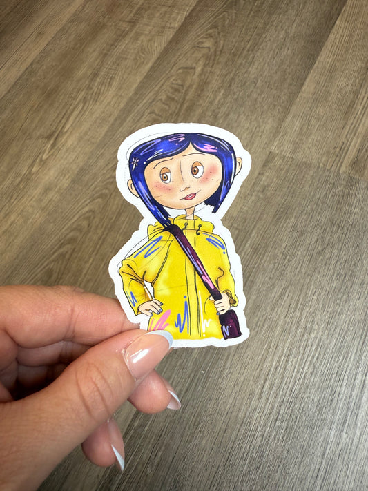 Yellow Coat Girl Sticker