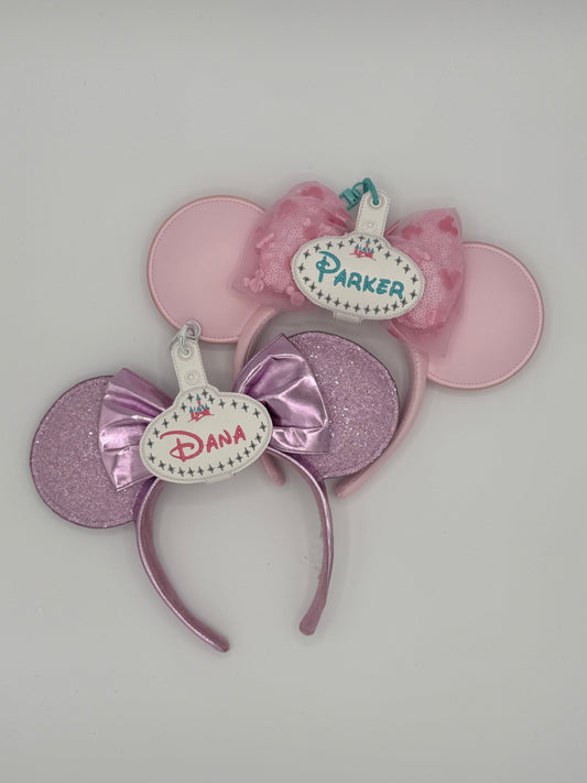 Castle with Name Ear Holder - Personalized Embroidered Keychain/Bag Tag