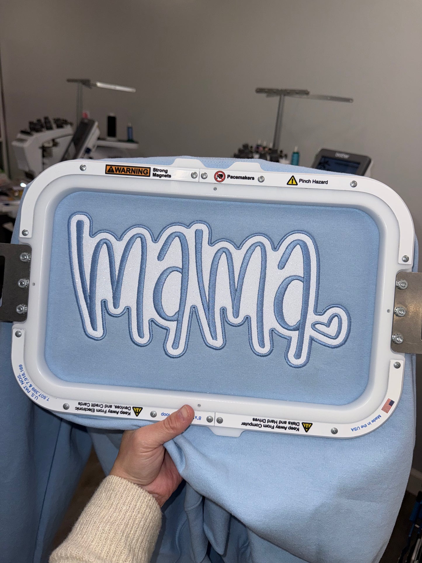 Mama Embroidered Glitter Applique Sweatshirt