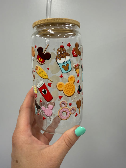 Magical Snacks Bold Colors 16oz Glass Cup