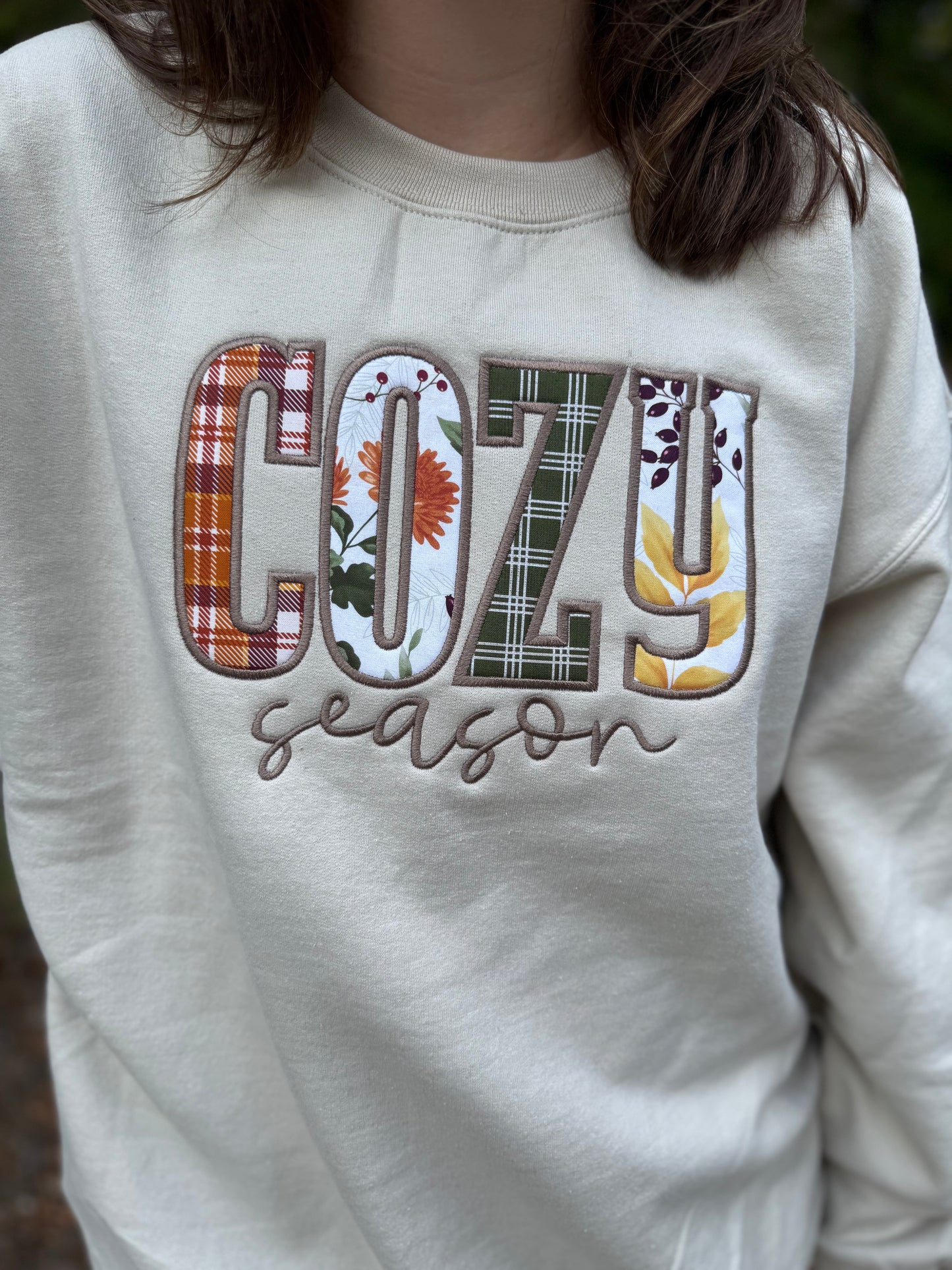 Cozy Season Applique Embroidered Sweatshirt