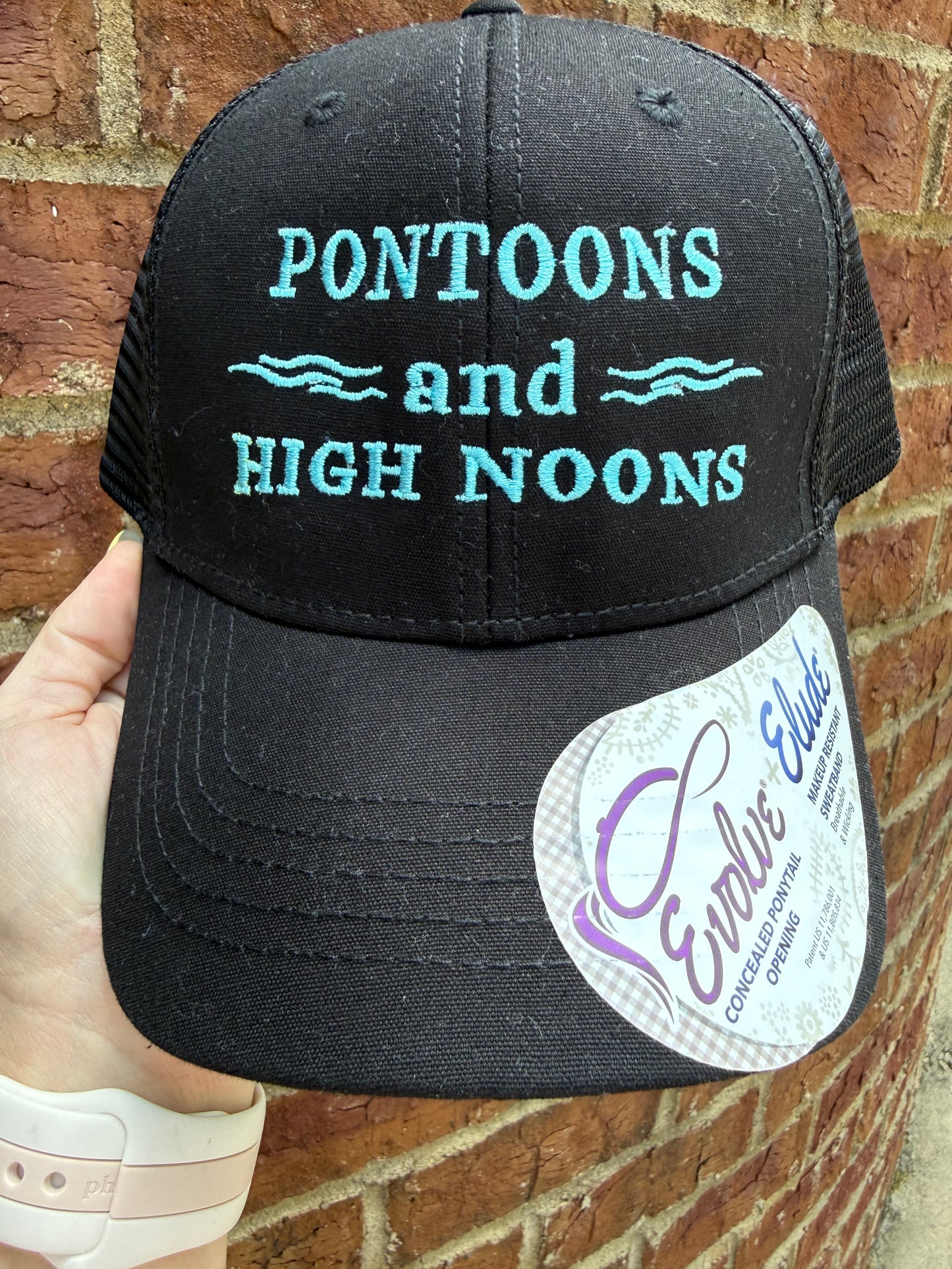 Pontoons and High Noons Embroidered Hat - Black