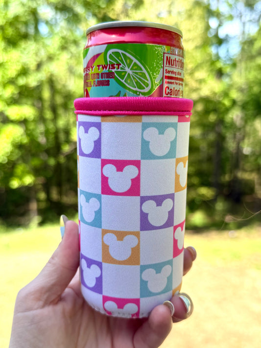 Mouse Checkered SLIM Can Drink Sleeves