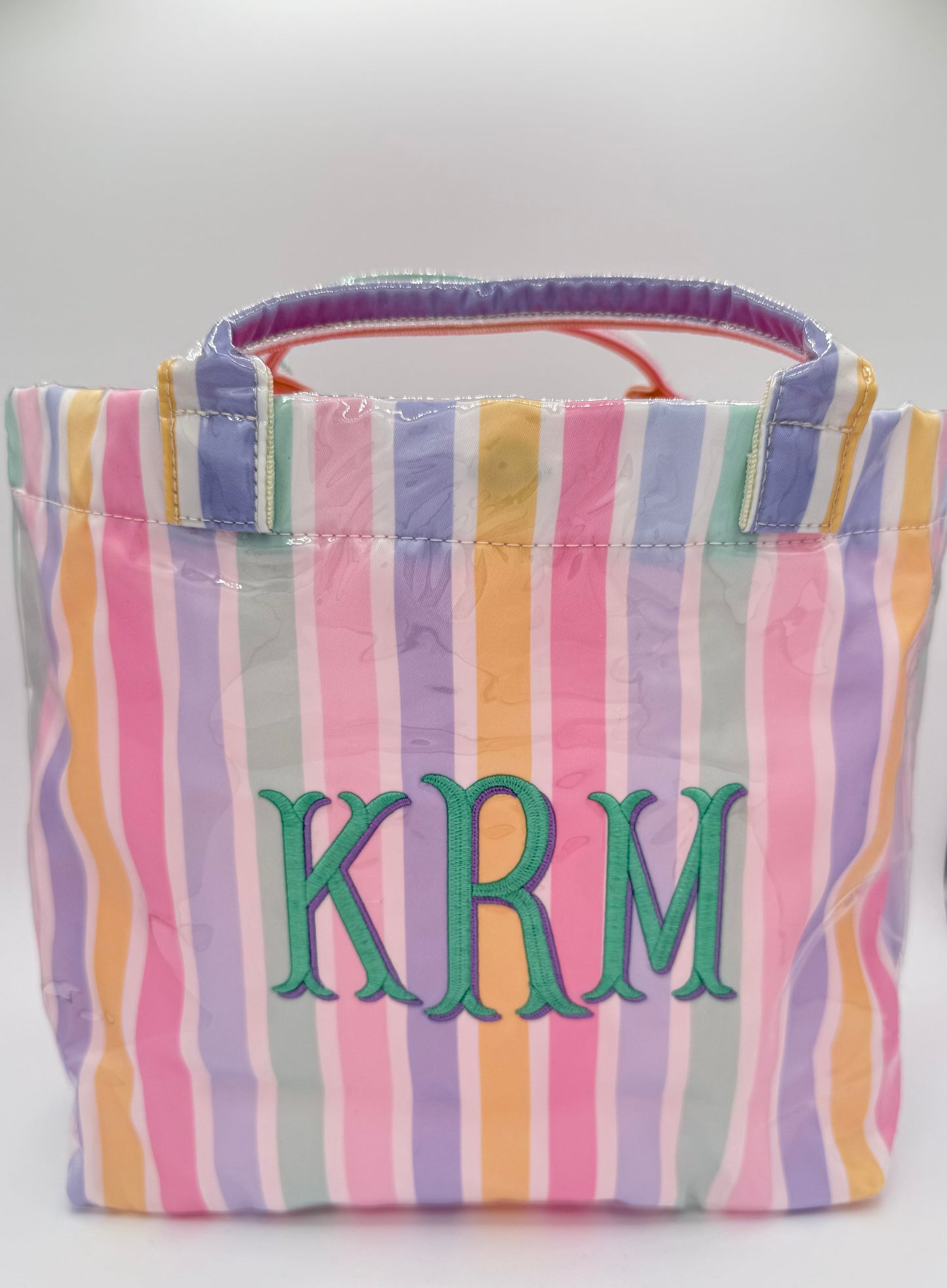 Wipeable Clear PVC Striped Tote Bags