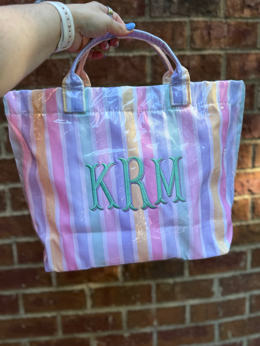 Wipeable Clear PVC Striped Tote Bags
