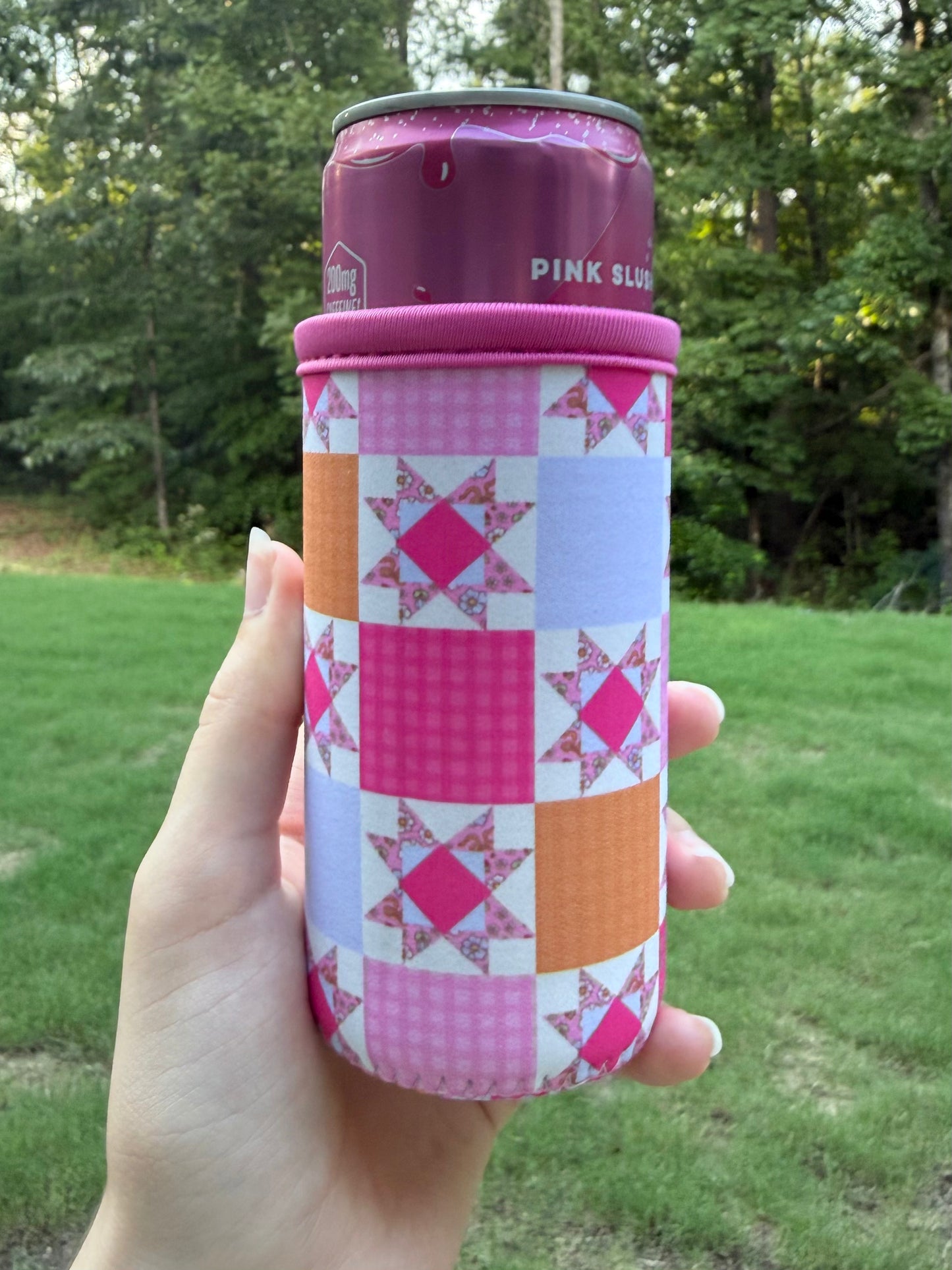 Vintage Quilt SLIM Can Drink Sleeves