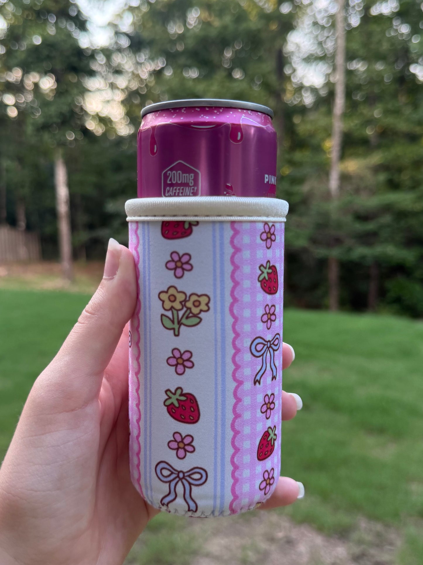 Strawberries and Bows SLIM Can Drink Sleeves