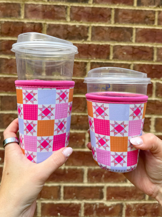 Vintage Quilt Iced Drink Sleeve - Coffee Sleeve
