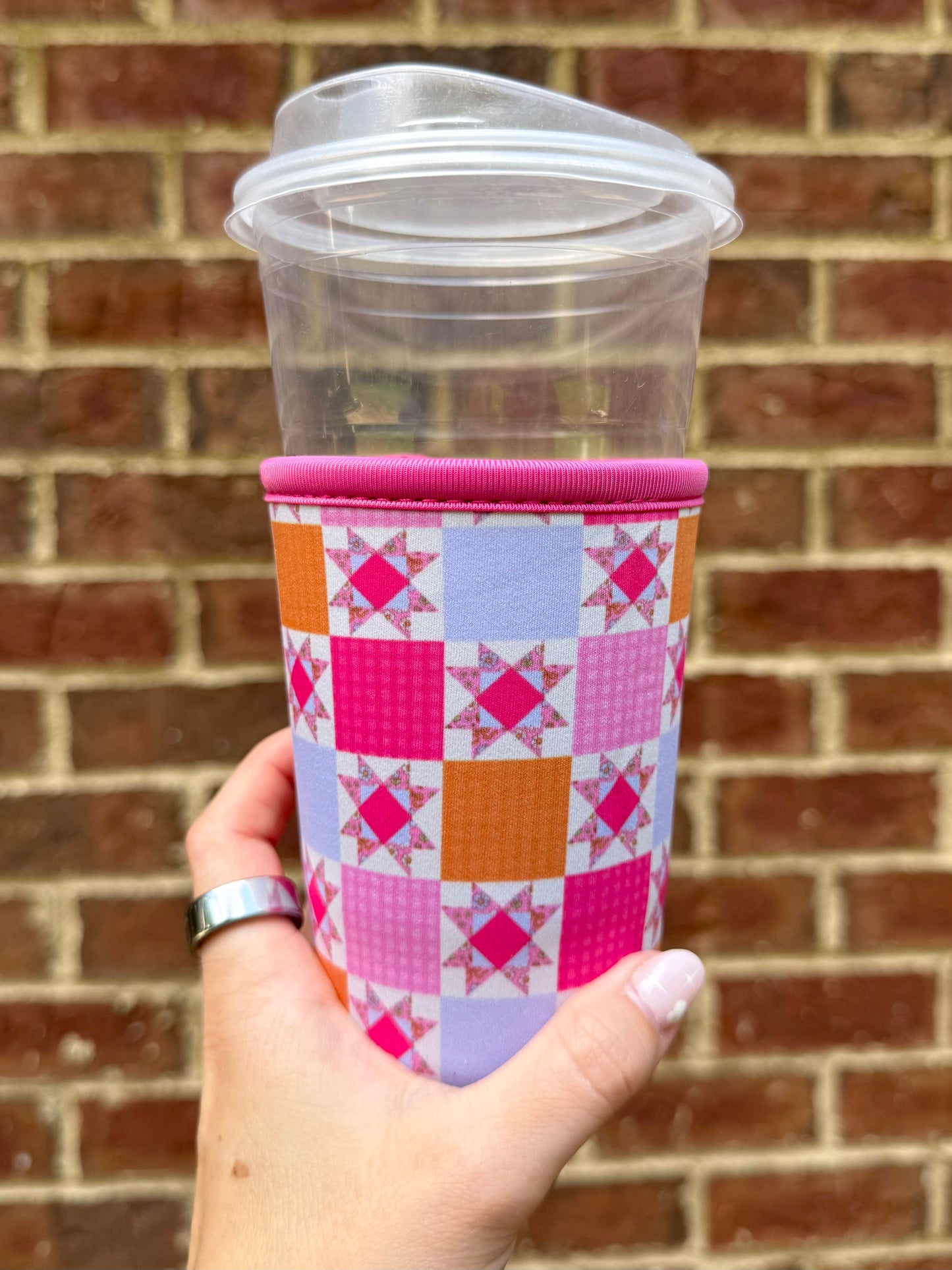 Vintage Quilt Iced Drink Sleeve - Coffee Sleeve