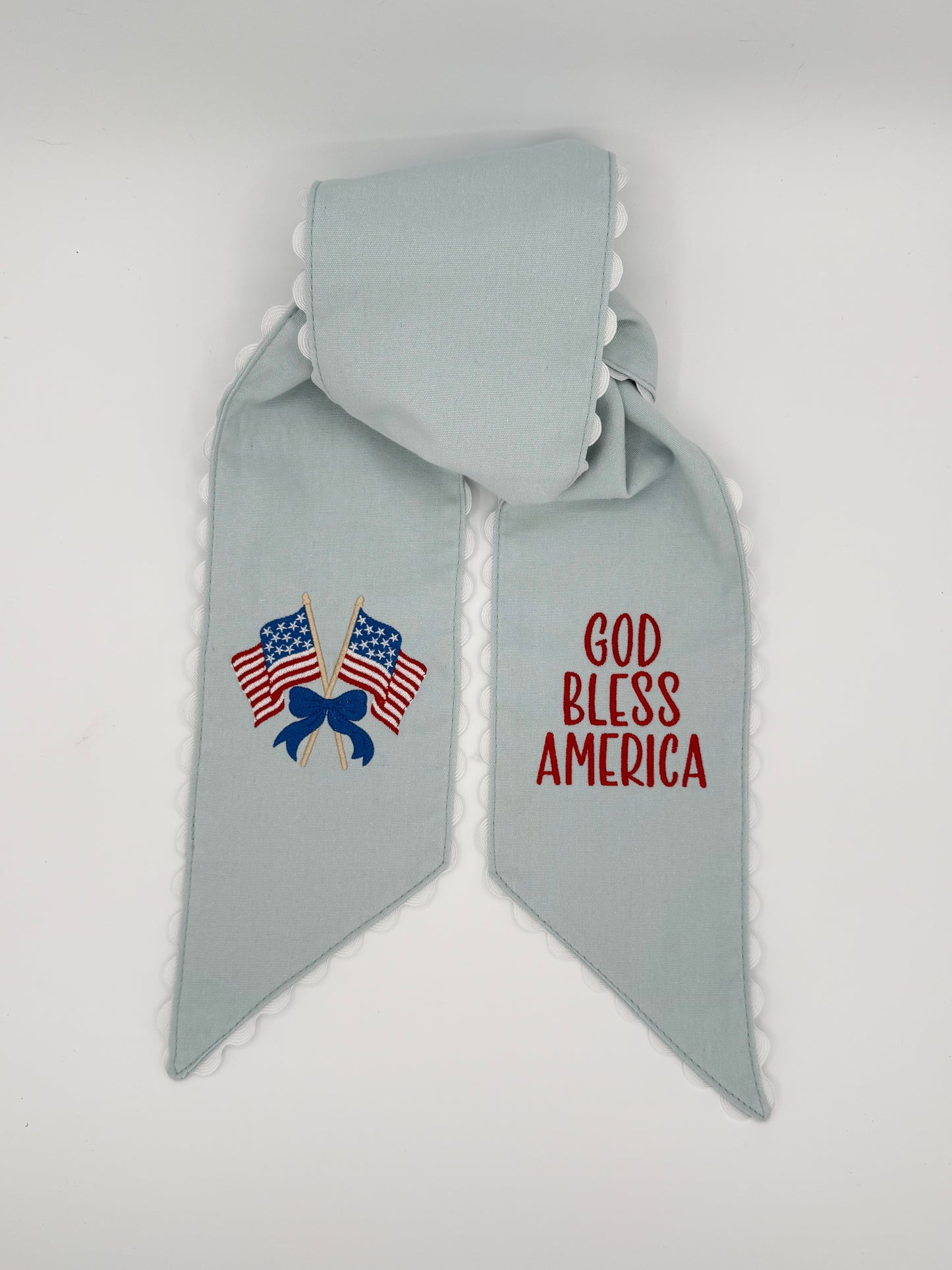 Patriotic 4th of July Wreath Sash - Embroidered Wreath Sash