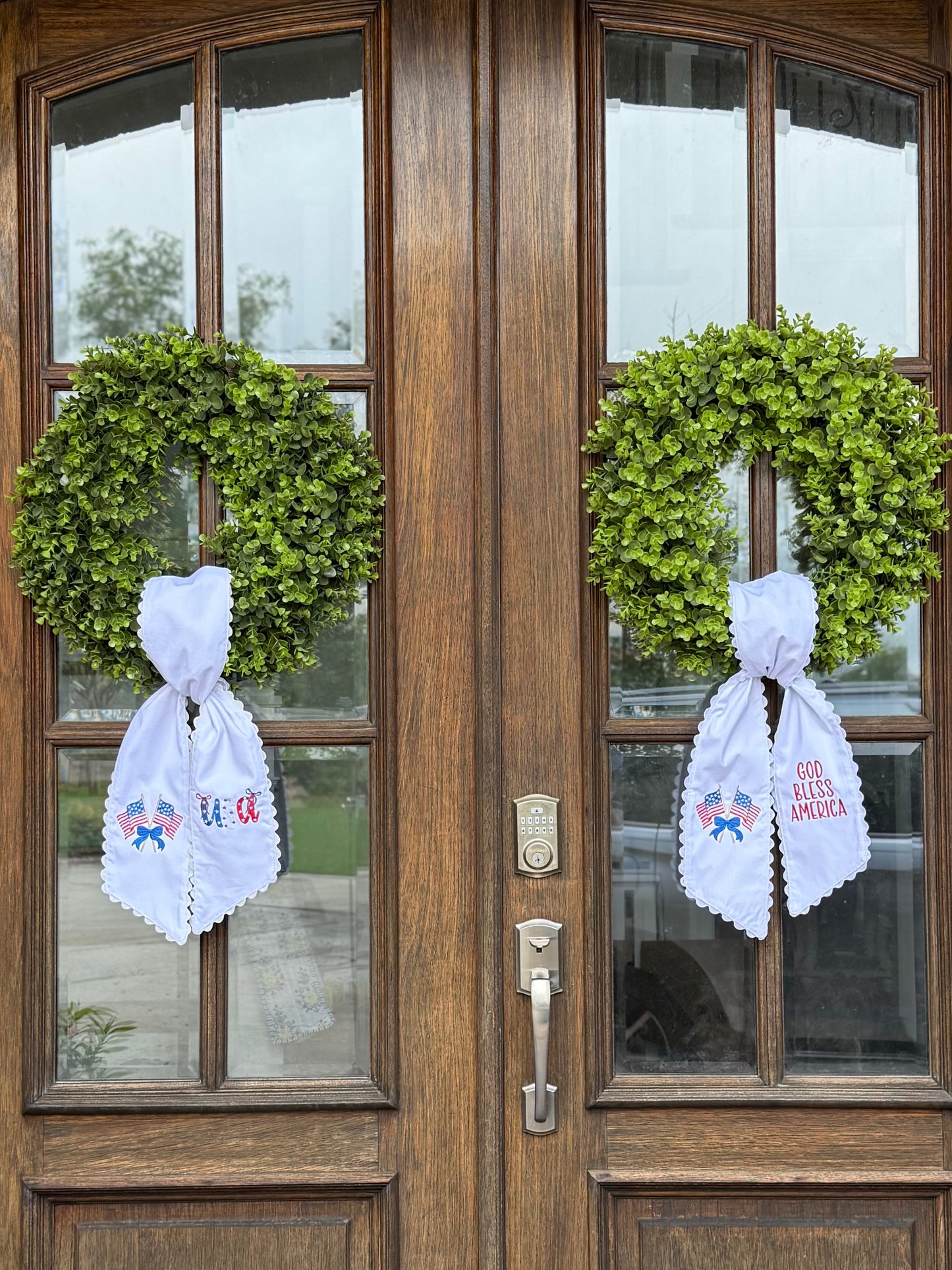 Patriotic 4th of July Wreath Sash - Embroidered Wreath Sash