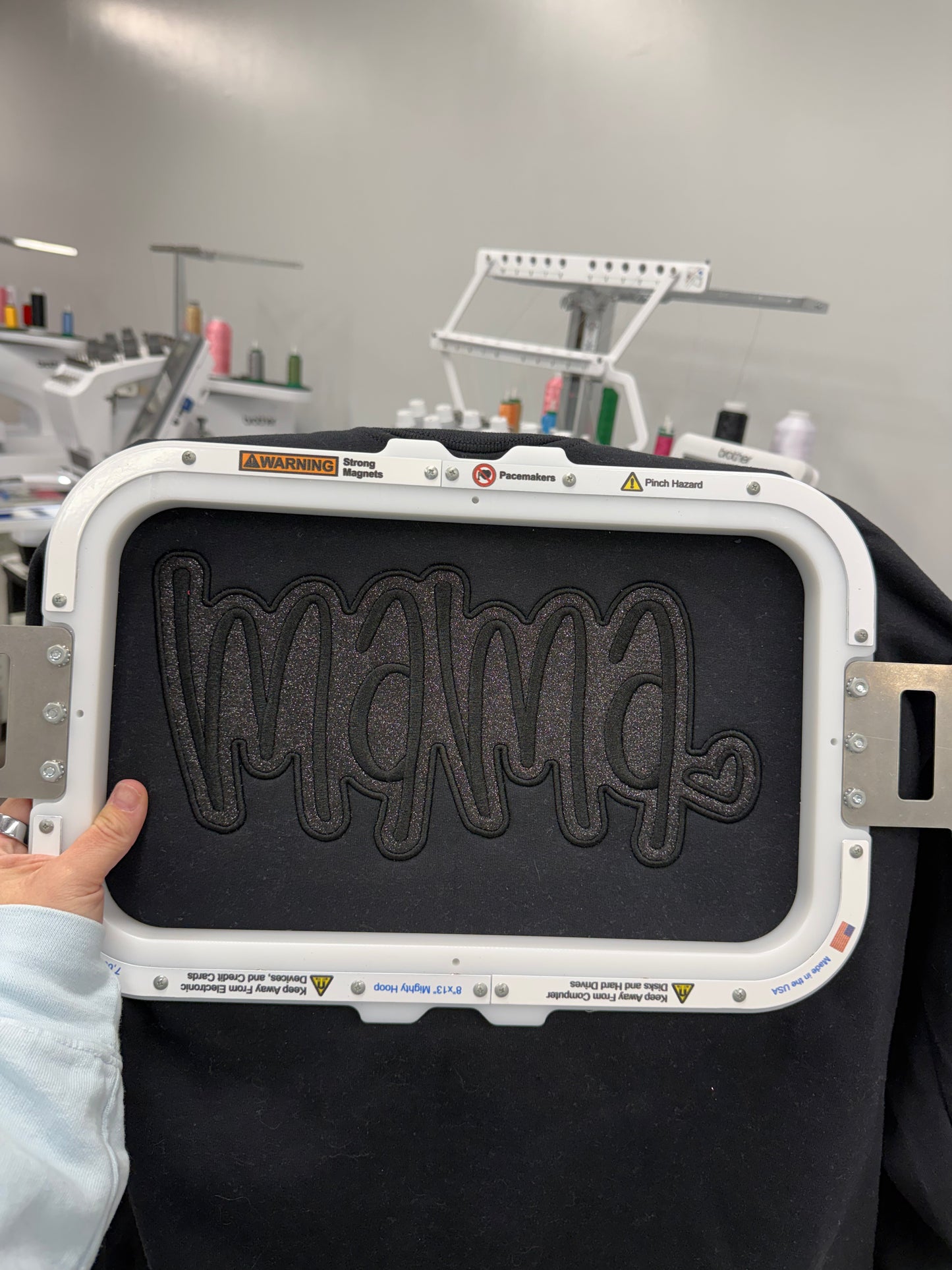 Mama Embroidered Glitter Applique Sweatshirt