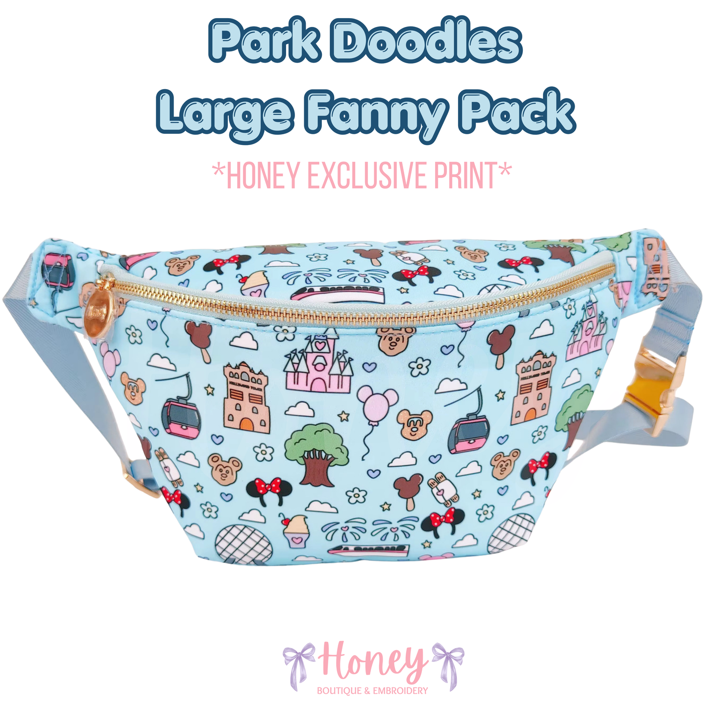 NEW Park Doodles LARGE Fanny Pack - *Honey Exclusive Print*