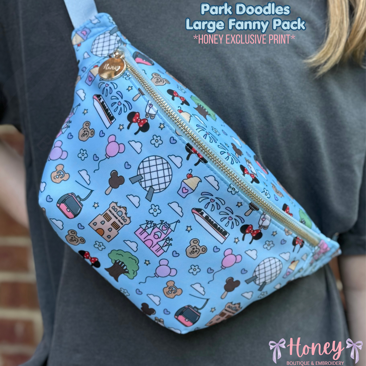 NEW Park Doodles LARGE Fanny Pack - *Honey Exclusive Print*
