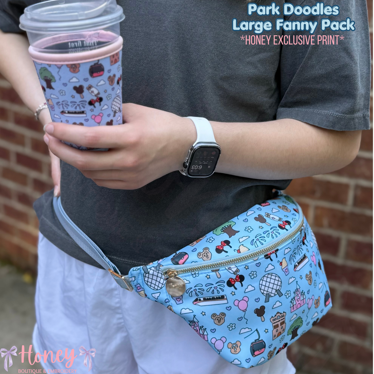 NEW Park Doodles LARGE Fanny Pack - *Honey Exclusive Print*