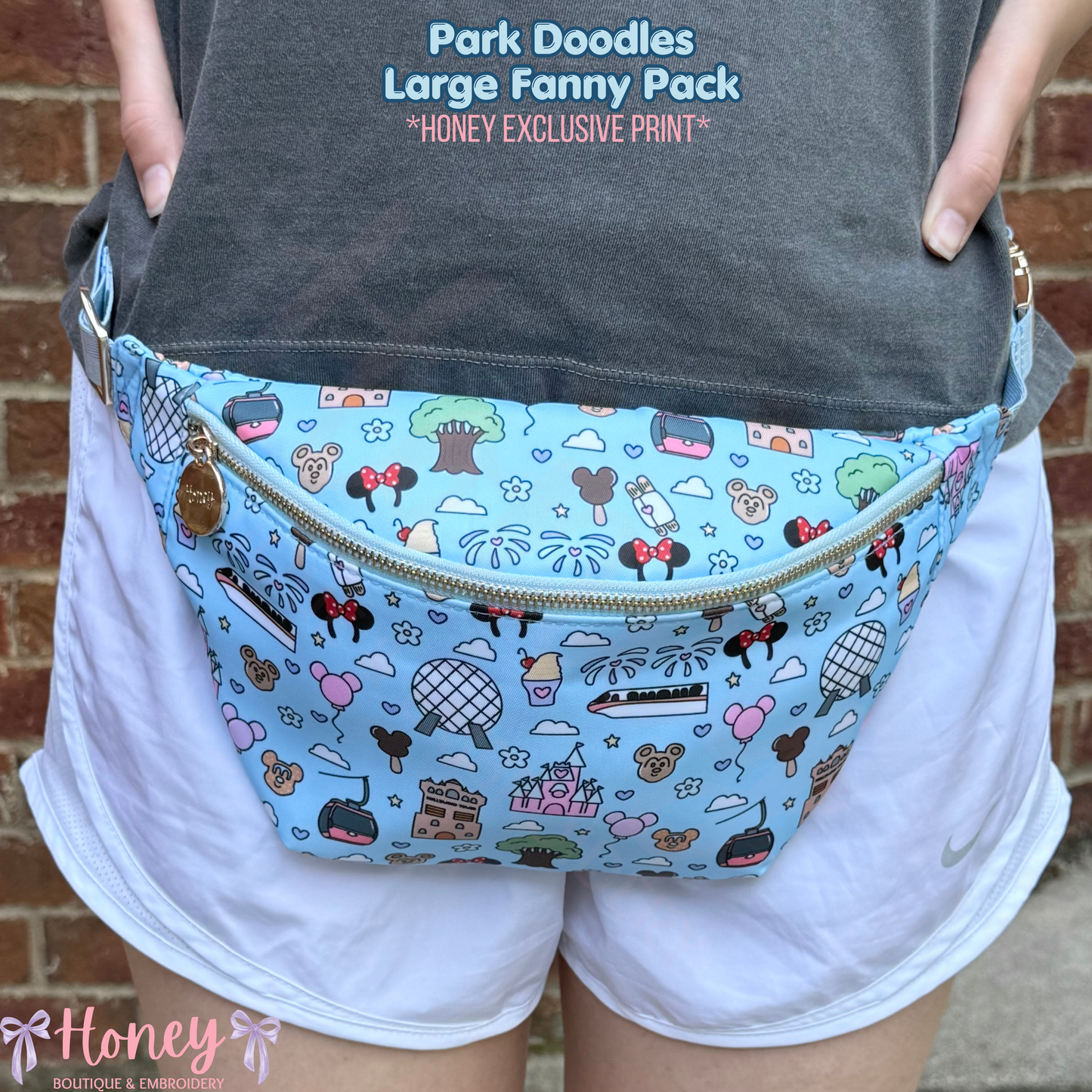 NEW Park Doodles LARGE Fanny Pack - *Honey Exclusive Print*