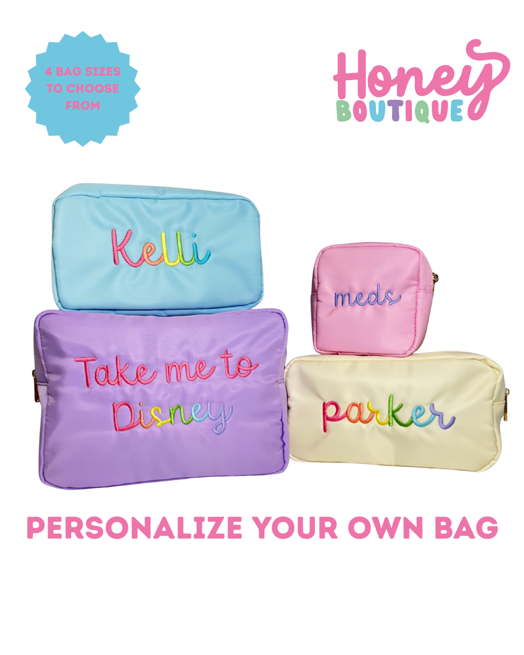 Personalized Embroidered Cosmetic Bags