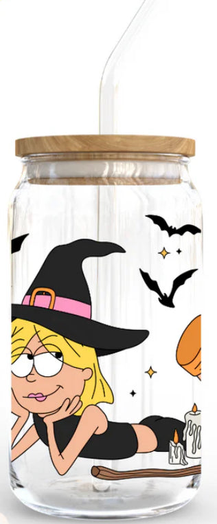 Liz Witch Glass Cup (comes with lid and straw)